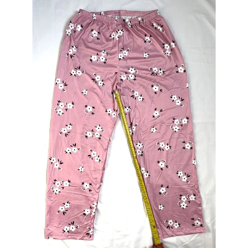 Pajama Set Soft Comfortable Short Sleeve Top & Pants Cute Floral XL - Picture 7 of 9